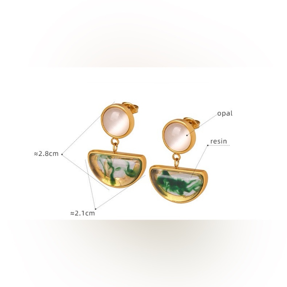 TWO PAIR FOR $55💎*Unique Abstract 18K Gold Plated Resin Drop Earrings*ML - Picture 11 of 11